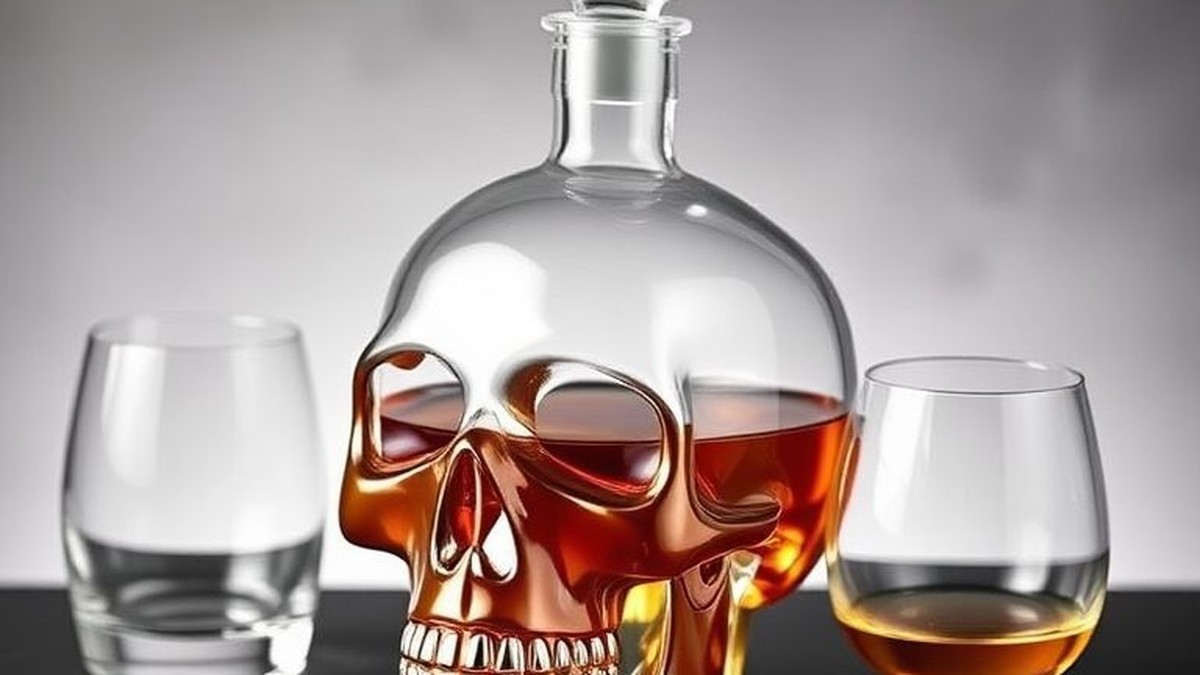 best skull shaped whiskey decanter set for parties
