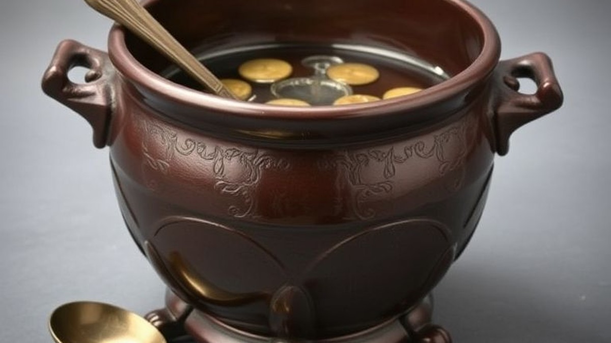 cauldron shaped punch bowl with ladle