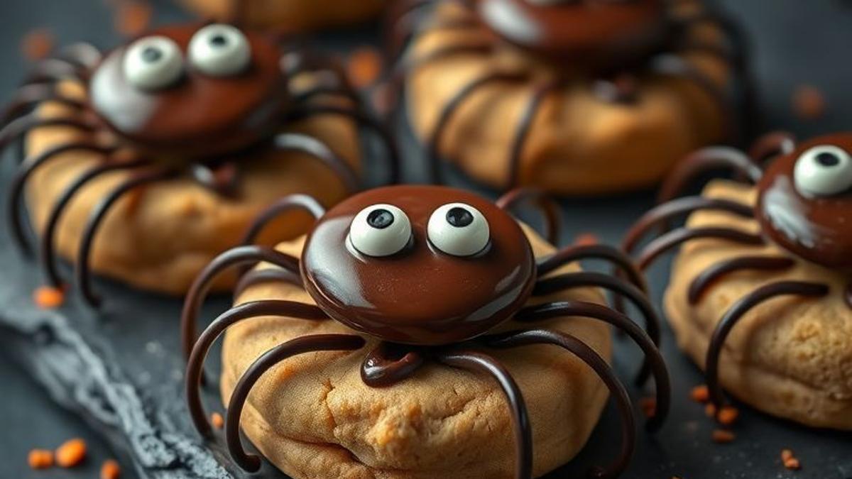cute Halloween spider cookies with peanut butter