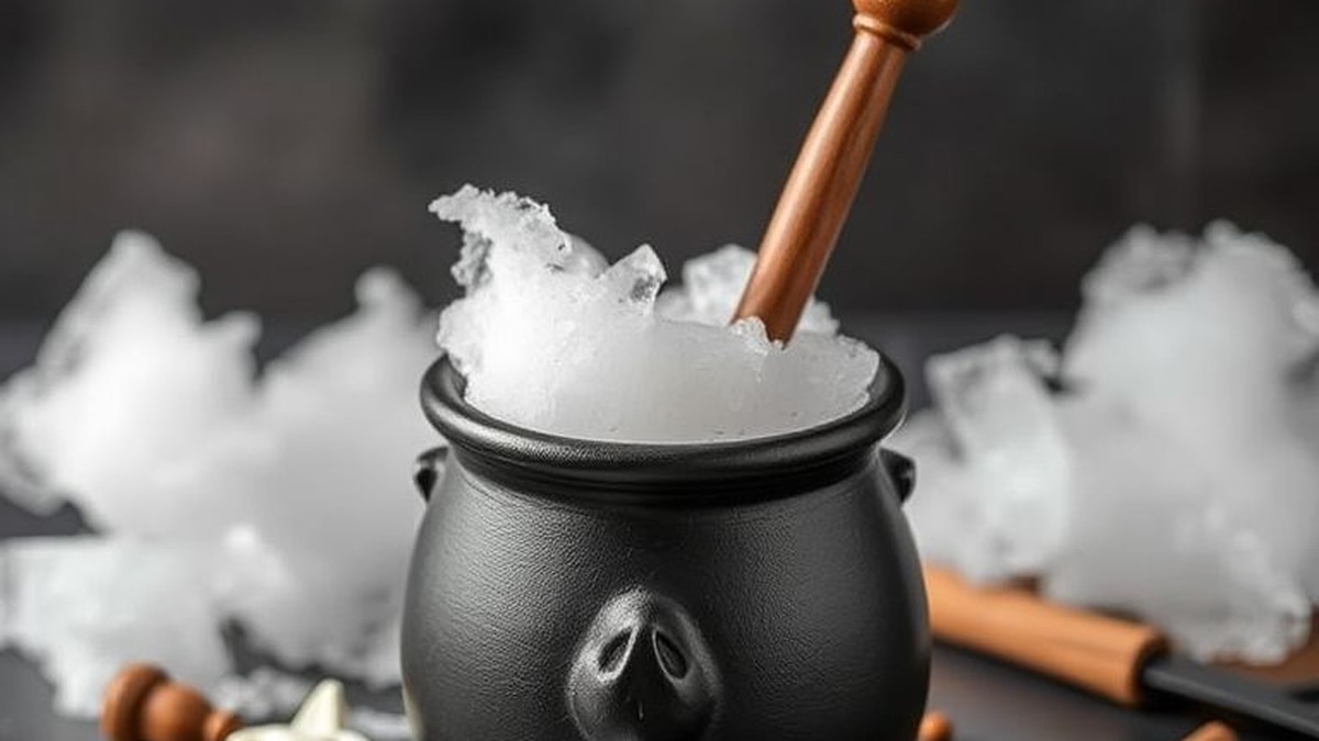dry ice holder or stirrer for spooky cauldron drinks