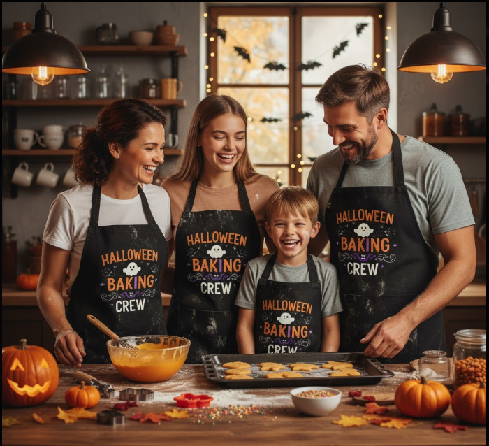 "Halloween Baking Crew" Matching Family Aprons