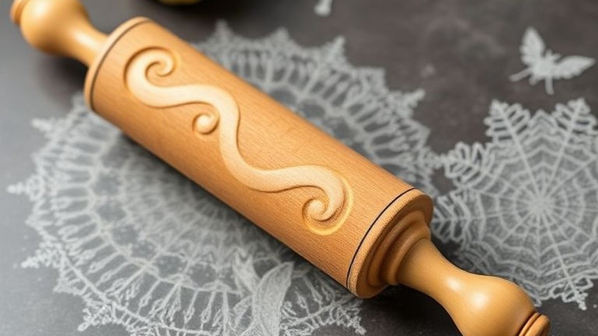 halloween themed rolling pin with embossed patterns