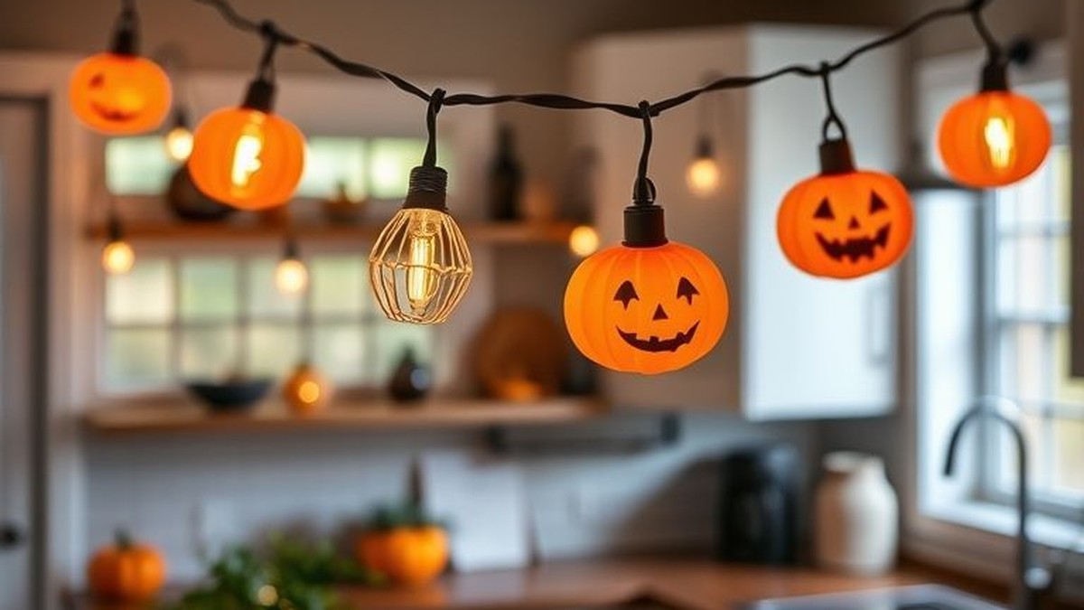 halloween themed string lights for the kitchen