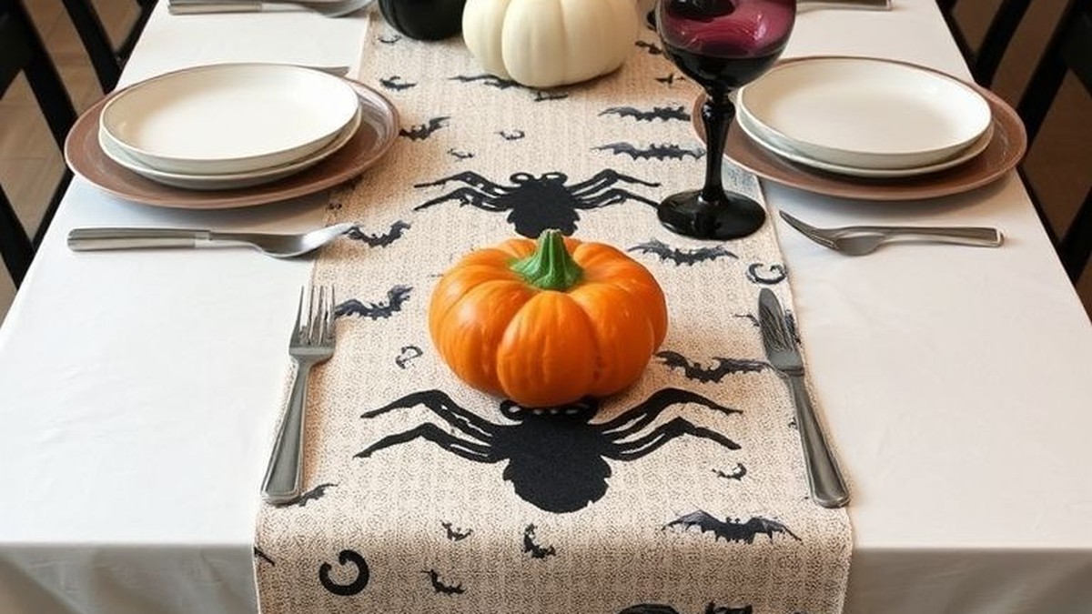 halloween themed table runner for spooky dinner parties