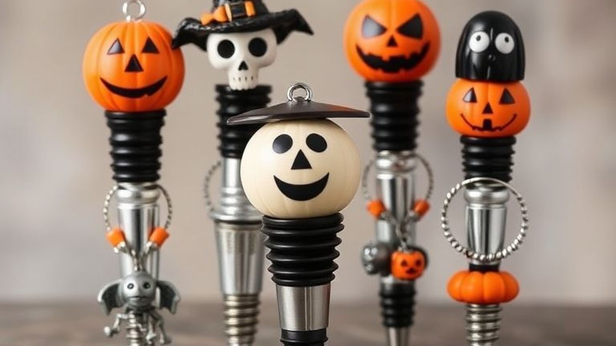 halloween themed wine bottle stoppers and charms