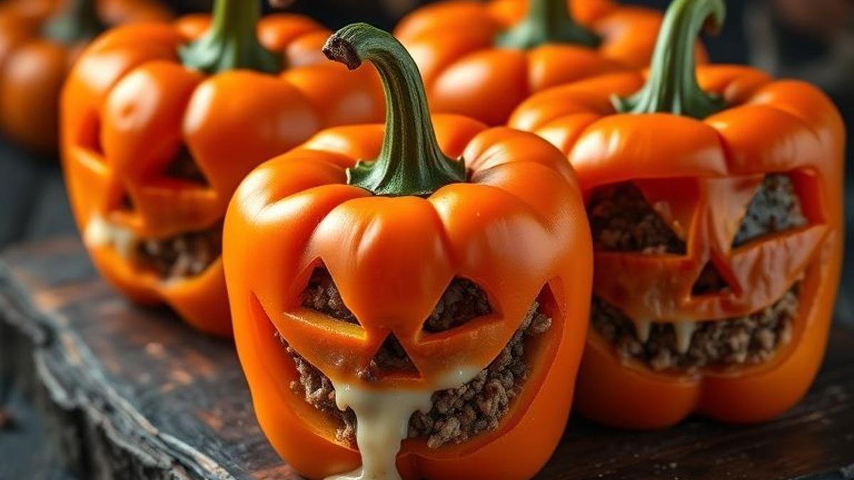jack o lantern stuffed bell peppers recipe