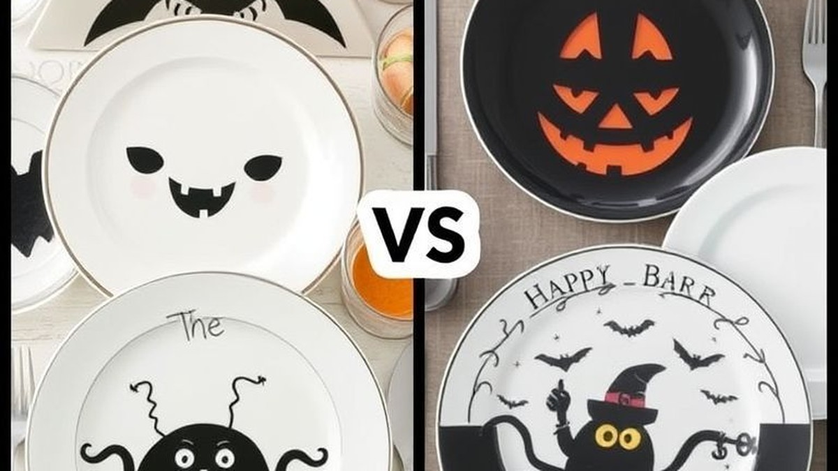 pottery barn vs crate & barrel halloween dinner plates