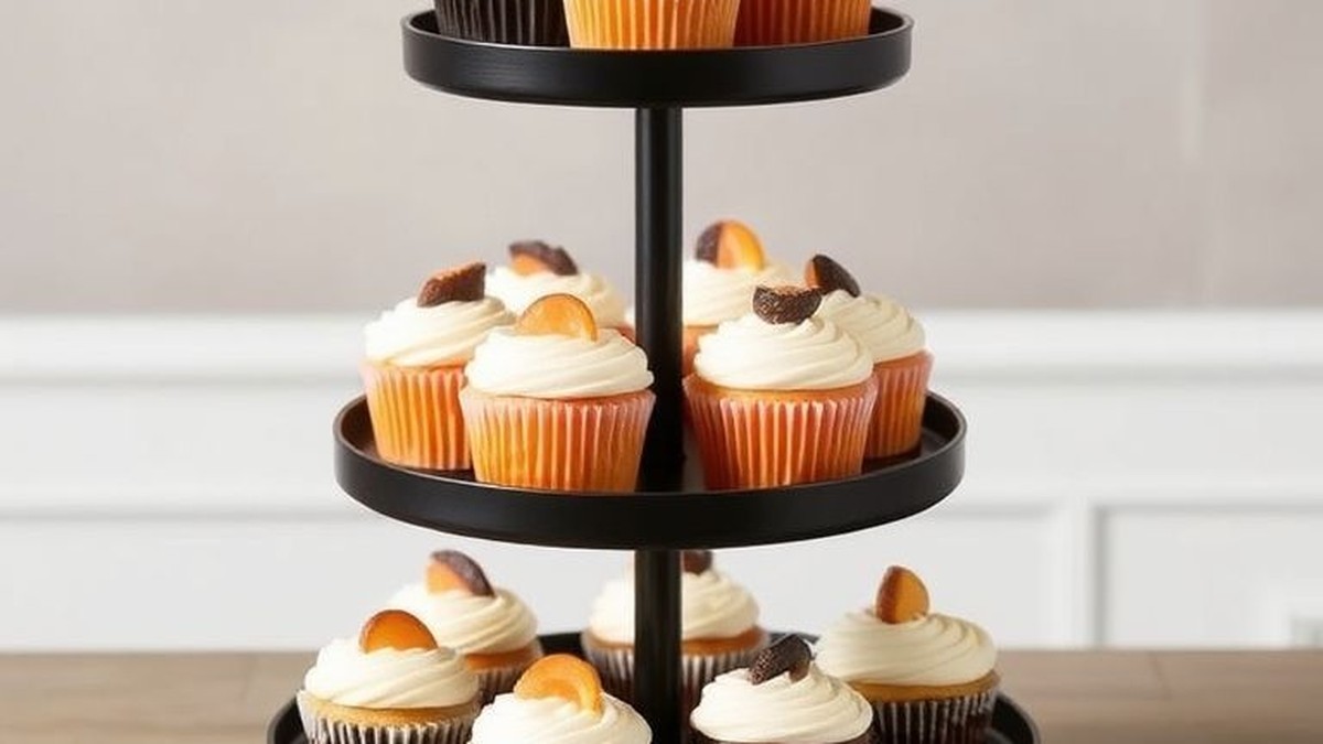 top 10 black and orange tiered serving tray for cupcakes