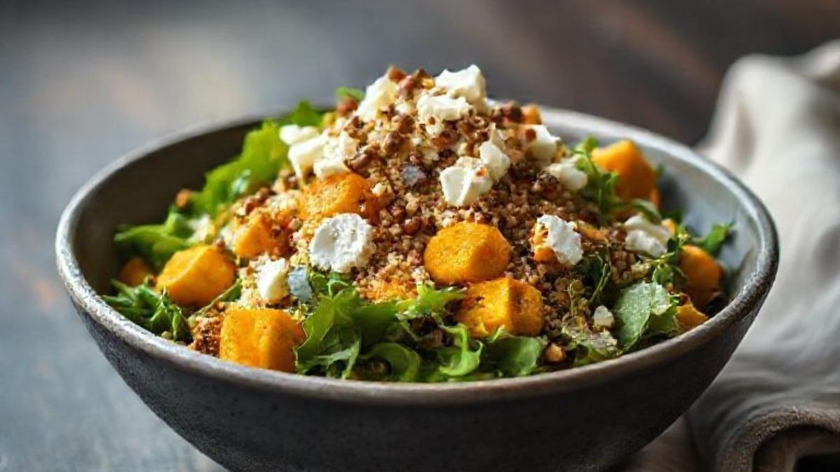 Arugula, Butternut Squash & Quinoa Salad with Goat Cheese