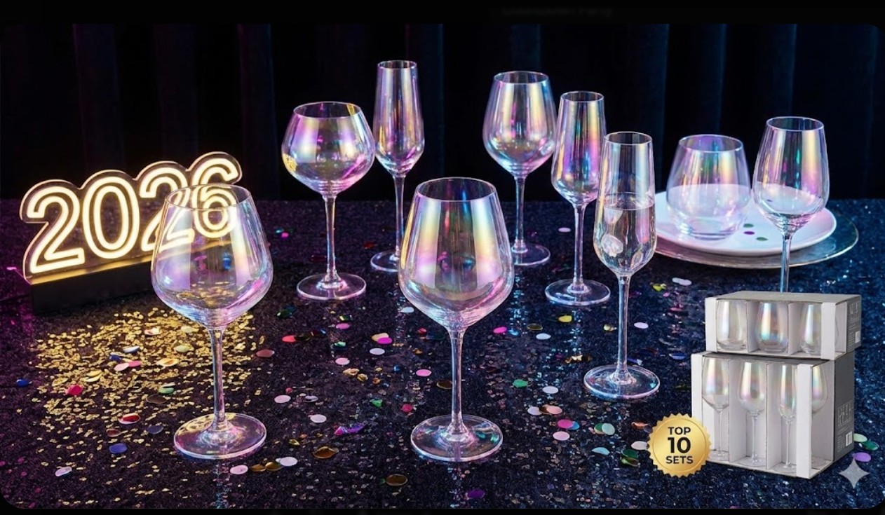 best iridescent wine glass sets for countdown parties
