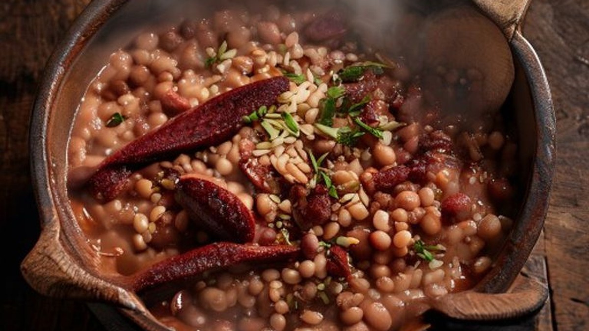 Close-up of perfectly textured Red Beans and Rice in a Lodge Dutch Oven, demonstrating the creamy consistency achieved by the expert procedural method.