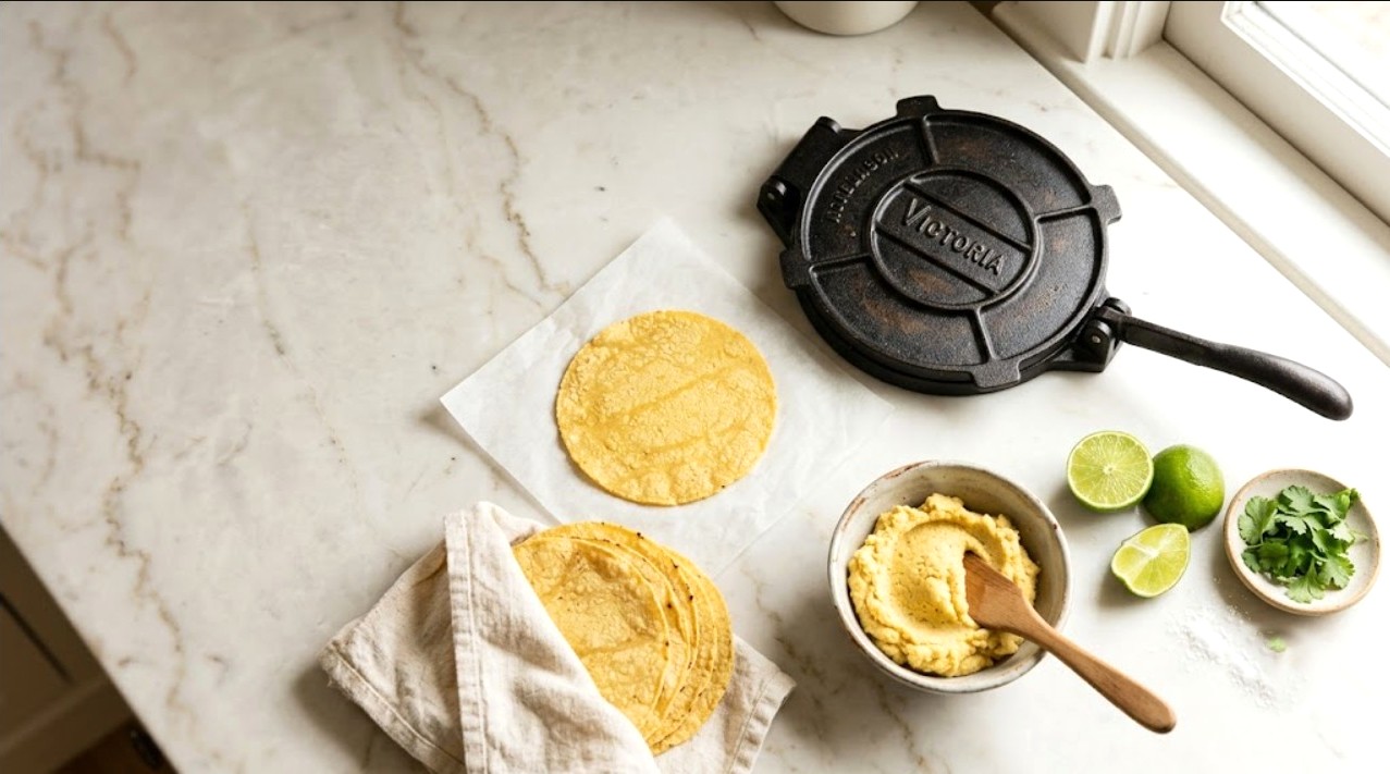 Best tortilla press 2026 pressing a fresh homemade corn tortilla
