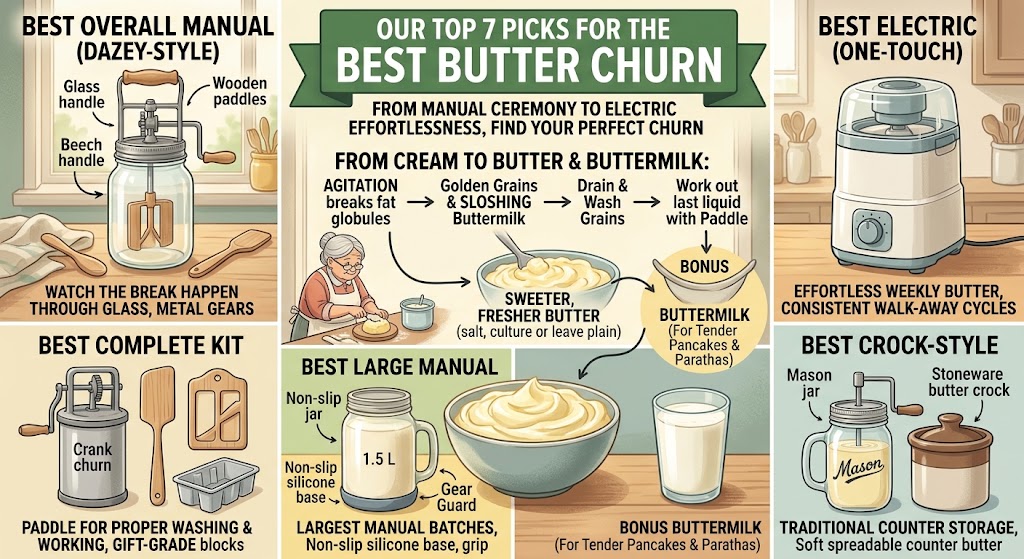 Here 7 Best Butter Churns in 2026 (Crank, Electric & the Buttermilk Bonus)