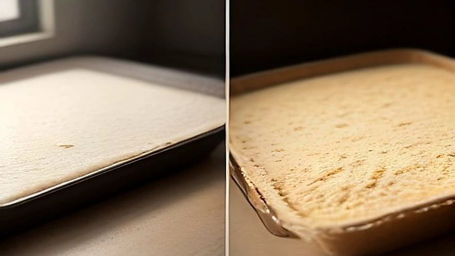 comparison of low edges on baking sheet and higher edges on jelly roll pan