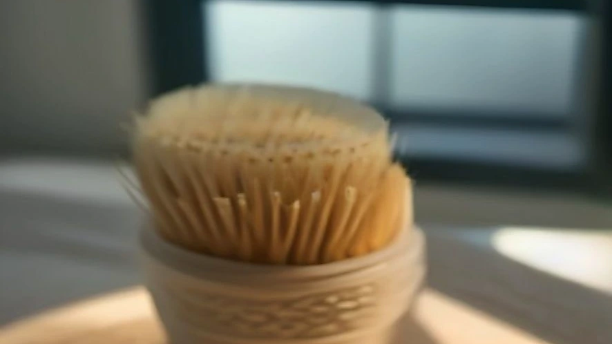 Silicone basting brush with flexible bristles next to a cotton mop brush with absorbent fabric head