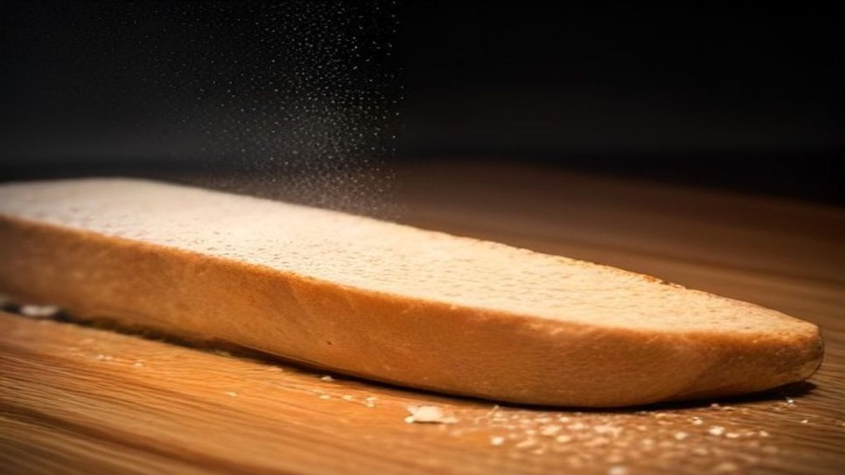 Stainless steel bench scraper with dough