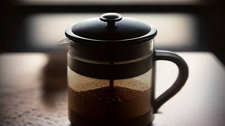 Side by side image showing drip brewing water flow and French press steeping
