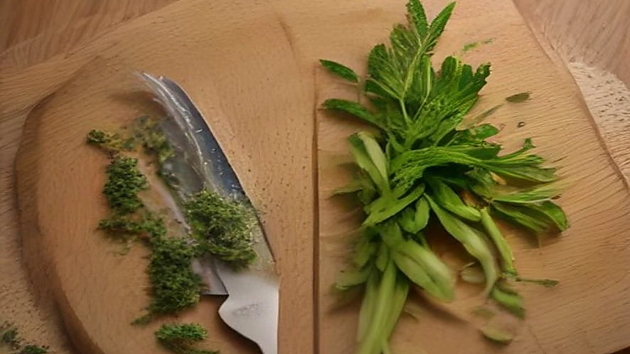 Comparison of multiple blades of herb scissors and curved blade of mezzaluna