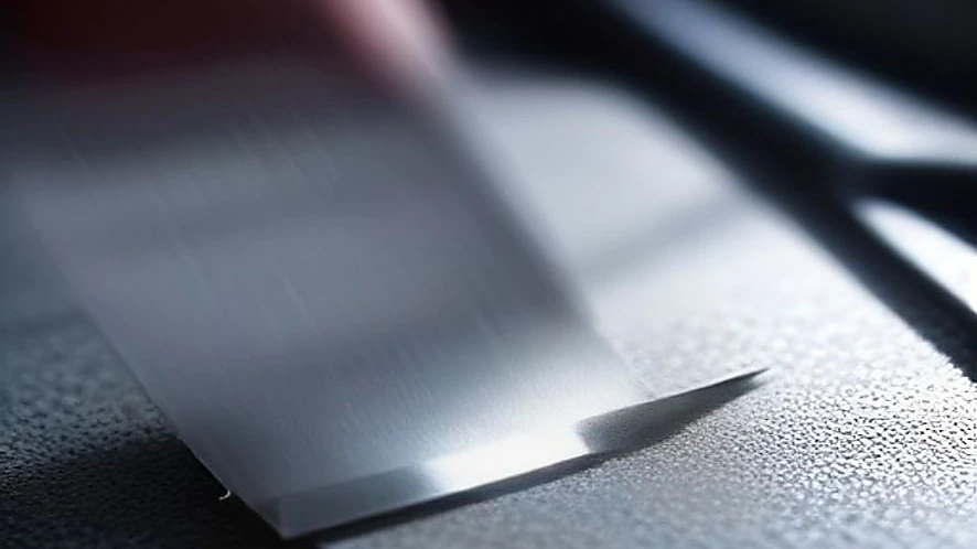 Knife edge shown contacting a honing rod and an abrasive sharpening steel