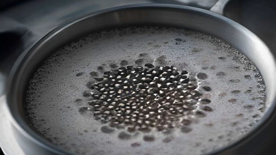 granite grinding stones inside a wet grinder drum crushing soaked lentils