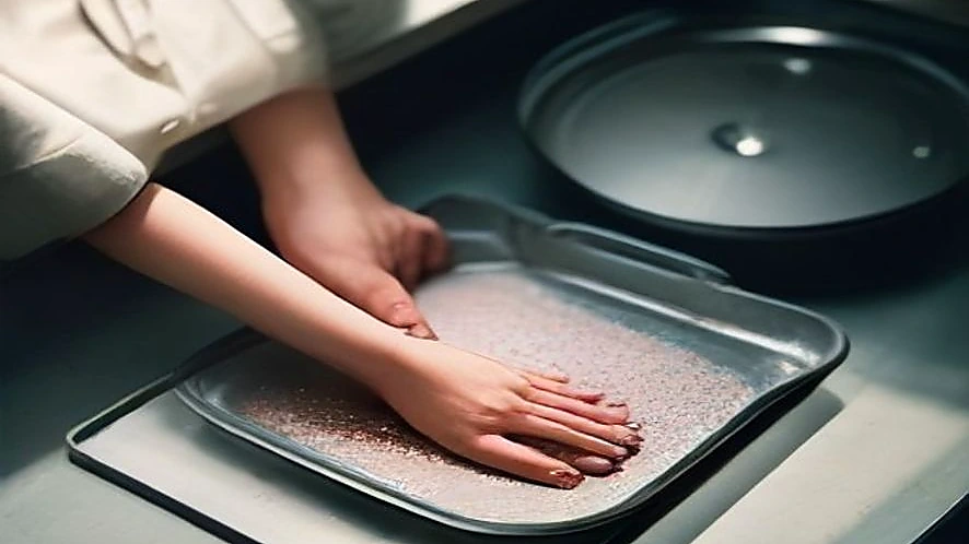 Demonstration of oven mitt and pot holder in different kitchen tasks