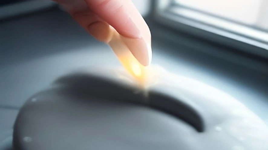 Hand applying icing through a star-shaped piping bag tip