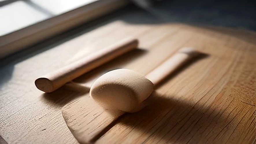 side-by-side wooden belan and aluminium rolling pin showing differences in shape and handles
