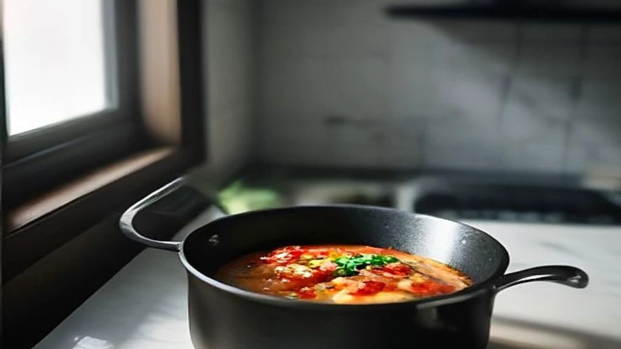 illustration of sauté pan with tall straight sides next to skillet with low sloped sides
