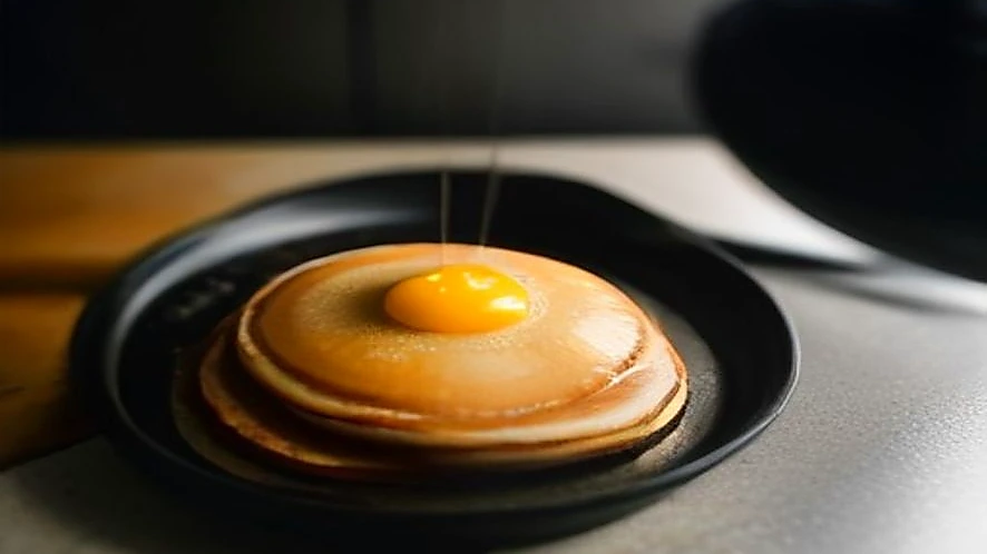 Electric griddle cooking pancakes with even heat distribution