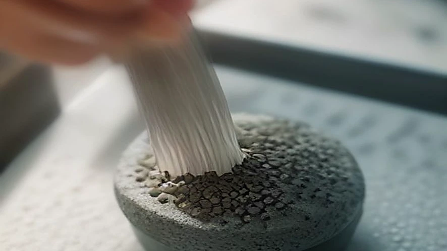 conical grinding stones inside a wet grinder drum crushing soaked rice and lentils