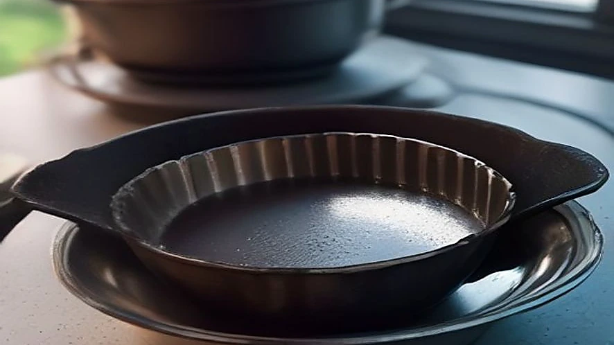 Close-up image showing differences in thickness and coating of various cake pans