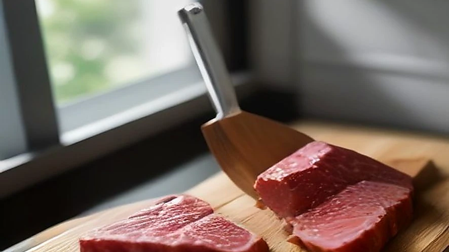 Various meat tenderizers on a kitchen counter showing blade and mallet styles