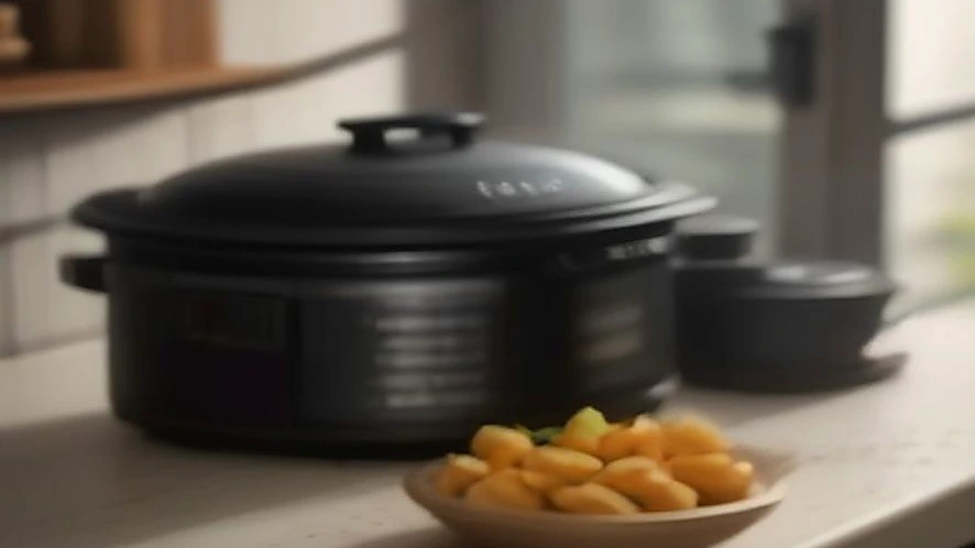 Different sized slow cookers with manual and digital controls displayed on countertop