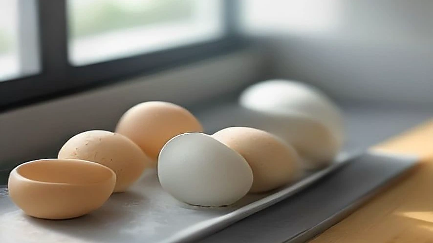 various egg separators made of stainless steel, silicone, plastic, and ceramic on a wooden surface