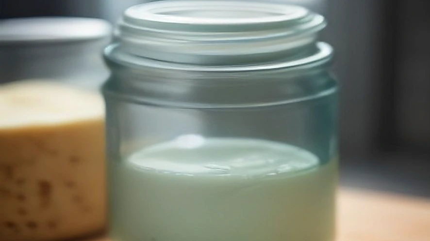 Airtight silicone gasket and clamp lid sealing a clear flour storage jar