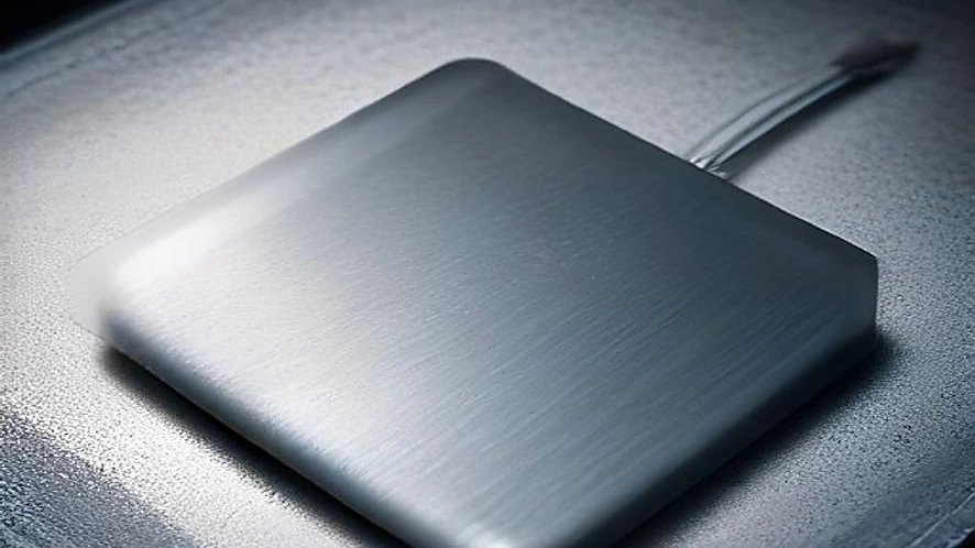 Stainless steel cutting board with juice groove containing raw meat juices